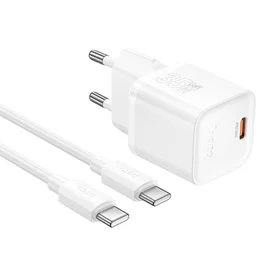 Įkroviklis Hoco N66 35W GaN USB-C/USB-A + USB-C to USB-C cable 1.0m baltas