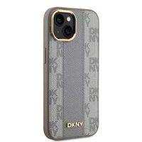 DKNY Odinis languotas mono raštas Magnetinis dėklas telefonui iPhone 14 - smėlio spalvos