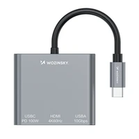 Hub Wozinsky WHCH-01 USB-C PD 100W HDMI 4K@30Hz USB-A 10Gbps - pilkas