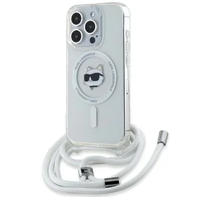 Karl Lagerfeld IML Choupette Head & Cord Magnetinis dėklas iPhone 14 Pro Max - skaidrus