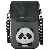 Nimmy Big Eyed Pet 2.0 Panda 3-in-1 Dėklas telefonui + Piniginė + Sekimo įrenginio dėklas - juodas (m)