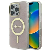Guess IML 4G Magnetinis dėklas telefonui iPhone 16 Pro - rožinis