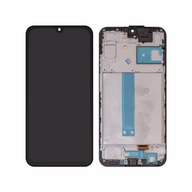 Ekranas Samsung A256 A25 5G su lietimui jautriu stikliuku ir rėmeliu juodas OLED (real size)