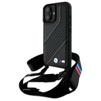 BMW M Edition Carbon Stripe & Strap Dėklas telefonui Apple iPhone 16 Plus - juodas