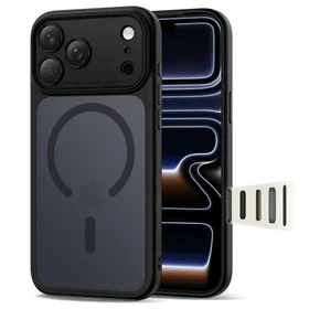 Tech-Protect Magpeak MagSafe CC dėklas telefonui iPhone 17 Pro Max - matinės juodos spalvos