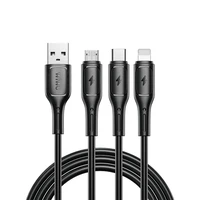 WiWU - Starlink serijos duomenų kabelis Wi-045E 3in1 USB A į USB C, Micro USB, Lightning 3,1A 1m - juodas