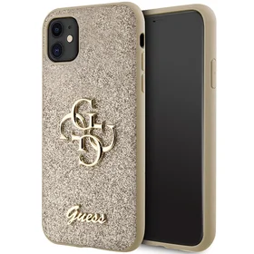 Guess GUHCN61HG4SGD dėklas iPhone 11 / Xr - auksinis Glitter Script Big 4G