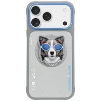 NIMMY dėklas GLASSES COOL DOG suderinamas su MagSafe IPHONE 17 Pro Max pilkas