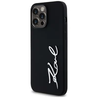 Karl Lagerfeld Silikoninis Metal Script Logo dėklas telefonui iPhone 14 Pro Max juodas