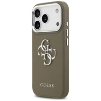 GUESS dėklas telefonui IPHONE 17 Pro suderinamas su Magnetine GUHCP17LPG4SMCEW (Grained PU W/ Big 4G Classic Logo) ruda