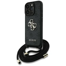 Guess 4G Big Logo Cord Stap dėklas telefonui iPhone 16 Pro - juodas