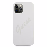 Guess GUHCP12LLSVSCR iPhone 12 Pro Max 6.7" kreminis kietasis dėklas Script Vintage