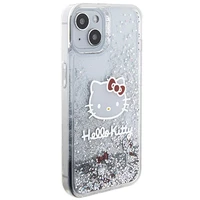 Hello Kitty Liquid Glitter Charms Kitty Head dėklas telefonui iPhone 15 - sidabrinis