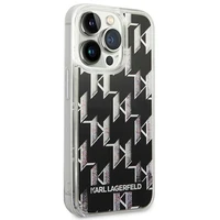 Karl Lagerfeld KLHCP14LLMNMK iPhone 14 Pro 6.1 kietasis dėklas juodas skystas blizgutis Monogram