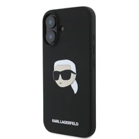 Karl Lagerfeld silikoninis dėklas telefonui Karl Head Print Magnetinis iPhone 16 - juodas