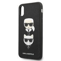 Karl Lagerfeld Saffiano Karl&Choupette Galvos dėklas telefonui iPhone XS Max - juodas