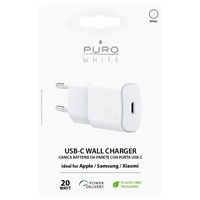 Puro White 20W Power Delivery USB-C sieninis įkroviklis - baltas