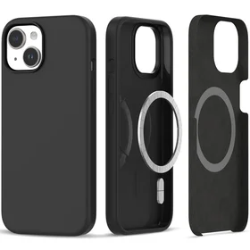 Tech-Protect Silikoninis Magnetinis dėklas telefonui iPhone 15 - matinė juoda