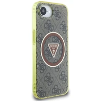 Guess IML Metal Glitter 4G Circle Triangle Magnetinis dėklas telefonui iPhone 16e - rudas