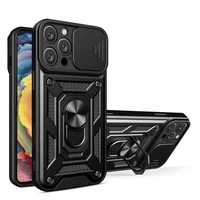 Hybrid Armor Camshield dėklas telefonui iPhone 16 Pro su kameros dangteliu ir stovu - juodas