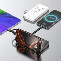 Dudao K11 10000mAh išorinė baterija su įmontuotais kabeliais - balta