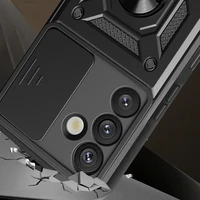 Hibridinis šarvuotas Camshield su kameros dangteliu ir metaliniu žiedu Samsung Galaxy S25+ - juodas