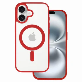 Akrilo spalvos Magnetinis dėklas telefonui Iphone 17 raudonas