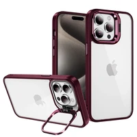 Tel Protect Dėklas telefonui su stovu + kameros stiklas Iphone 14 Pro Max bordo