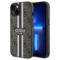 Guess 4G Printed Stripes Magnetinis dėklas telefonui iPhone 15/14/13 - rudas