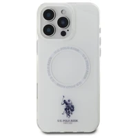 US Polo IML Ring Magnetinis dėklas telefonui iPhone 16 Pro Max - balta