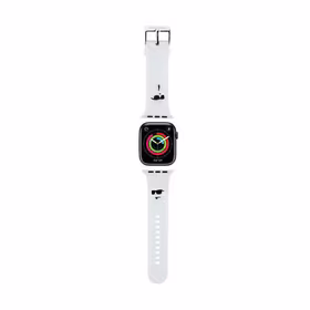 Karl Lagerfeld 3D Rubber Karl&Choupette Heads dirželis for Apple Watch 42/44/45/49mm - baltas