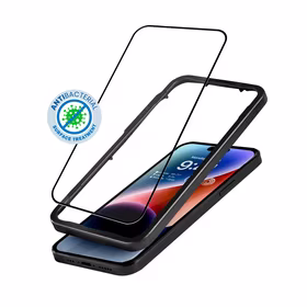 Crong Anti-Bacterial 3D Armor Glass - 9H Tempered Glass the Full Screen iPhone 14 Pro + Installation Frame
