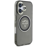 Guess IML Metal Mountain Logo Magnetinis dėklas iPhone 16 - juodas