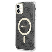 Guess GUHMN61H4STK iPhone 11 6.1" juodas/juodas kietas dėklas 4G MagSafe