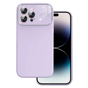 Minkštas silikoninis dėklas objektyvui Iphone 15 Plus šviesiai violetinė