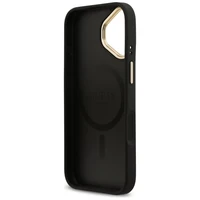 GUESS dėklas telefonui IPHONE 17, suderinamas su MagSafe GUHMP17SPG4SEMCK (PU W/ 4G Stripe) juodas