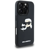 Karl Lagerfeld HC 3D Guminis Dvigubų Galvų dėklas iPhone 16 Pro Max - juodas