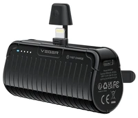VEGER išorinė baterija 5000 mAh su įmontuotu jungtimi Lightning PlugOn PD QC3.0 3A 20W W0558P juoda