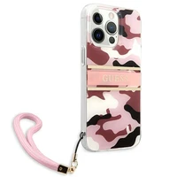 Guess GUHCP13XKCABPI iPhone 13 Pro Max 6.7" rožinis/rožinis kietas dėklas Camo Dirželis Kolekcija