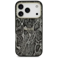 Guess Pitono rašto magnetinis dėklas iPhone 17 Pro - juodas