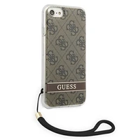 Guess GUOHCI8H4STW iPhone SE 2022 / SE 2020 / 7 / 8 rudas kietasis dėklas su 4G rašto dirželiu