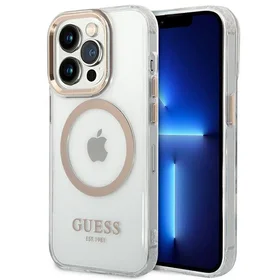 Guess GUHMP14LHTRMD iPhone 14 Pro 6.1 "auksinis / auksinis kietas dėklas Metalinis kontūras Magnetinis