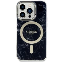 Guess GUHMP14LPCUMAK iPhone 14 Pro 6.1" juodas/juodas kietas dėklas Marble Magnetinis
