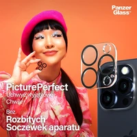 PanzerGlass Picture Perfect kameros apsauga iPhone 15 Pro / 15 Pro Max – su juodu rėmeliu