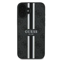 Guess 4G Spausdintų juostų MagSafe dėklas telefonui iPhone 16 Plus - juodas