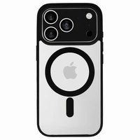 Akrilinis spalvotas magnetinis dėklas telefonui Iphone 17 Pro juodas