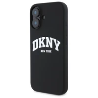 DKNY silikoninis baltas su logotipu Magnetinis dėklas telefonui iPhone 16 - juodas