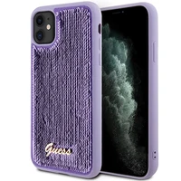 Guess Sequin Script Metal dėklas telefonui iPhone 11 / Xr - violetinis
