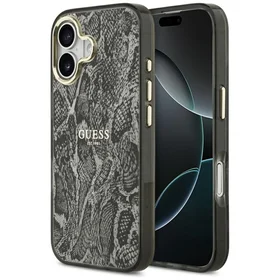 Guess Pitono rašto magnetinis dėklas iPhone 17 - juodas