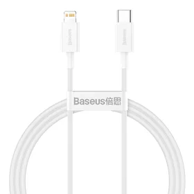 USB kabelis Baseus Superior iš Type-C į Lightning PD 20W 1.0m baltas CATLYS-A02